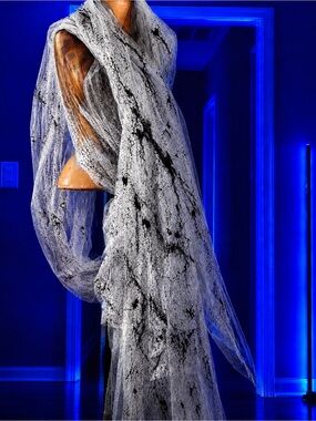 Light Gray Sheer Tunic Wrap with Black Splatter Detail